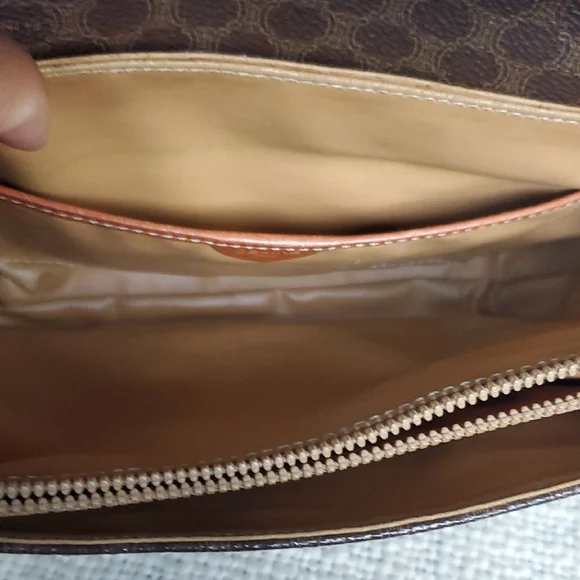 CELINE Brown Macadam Flap Crossbody Bag - Picture 15 of 17